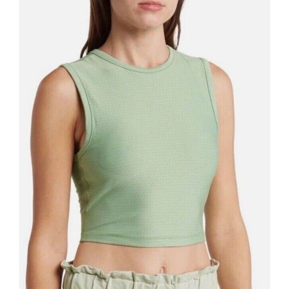 WeWoreWhat Cropped Muscle Tank Fair Green Sleeveless Workout Top Women’s Small - Picture 1 of 6